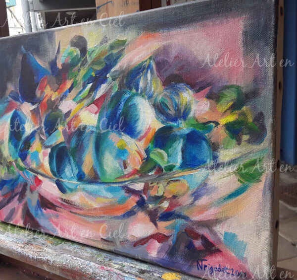 Coupe de fruits bleus, acrylique - Nathalie Trigodet - Artiste peintre La Rochelle