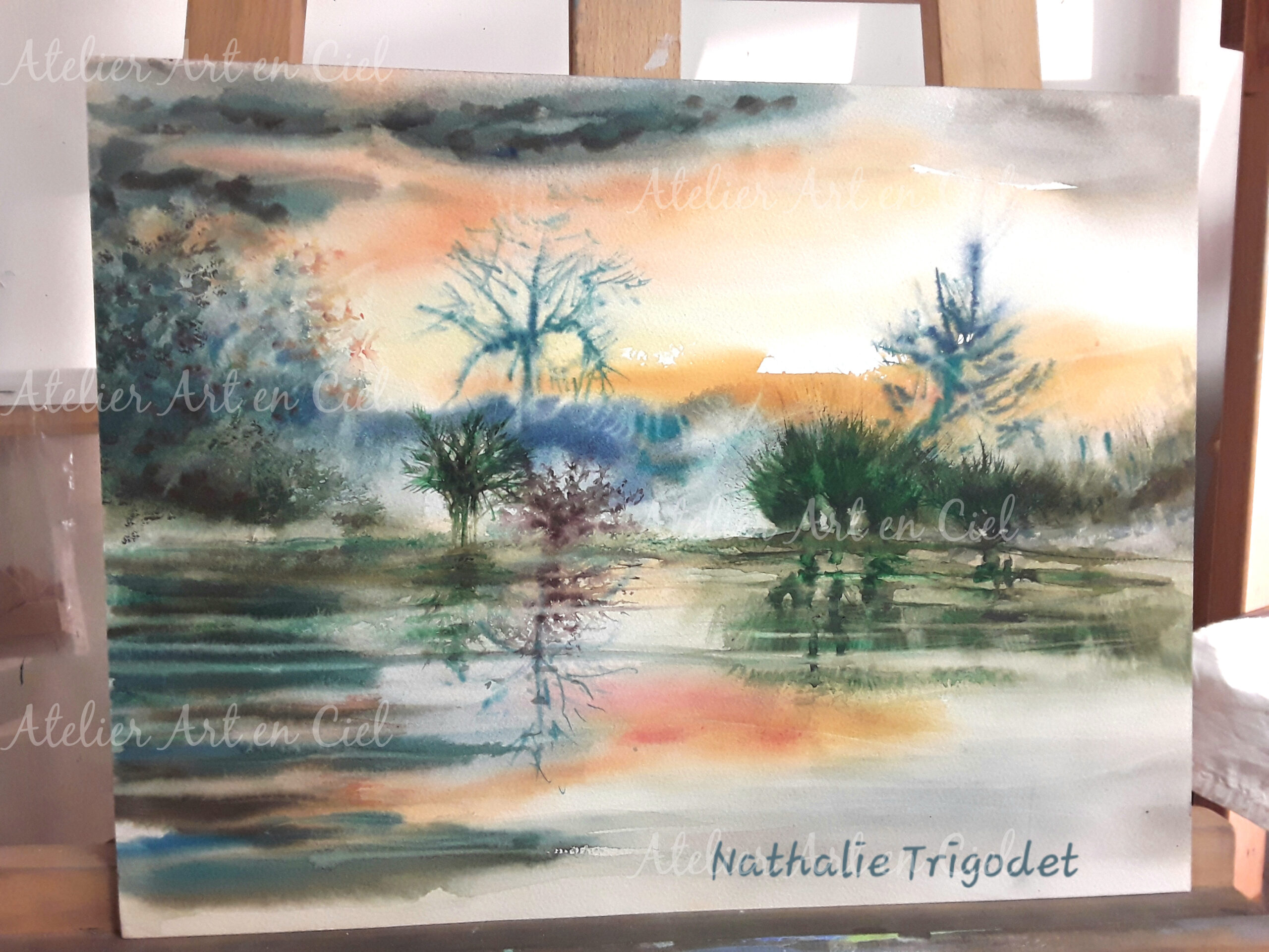 Le marais doux - aquarelle - Nathalie Trigodet - Artiste peintre La Rochelle