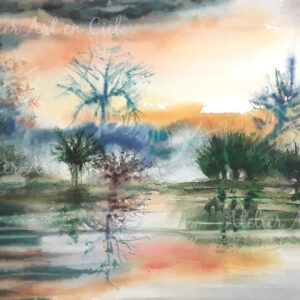 Le marais doux - aquarelle - Nathalie Trigodet - Artiste peintre La Rochelle