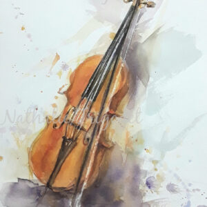 Le vélo Le violon - aquarelle - Nathalie Trigodet - Artiste peintre La Rochelle