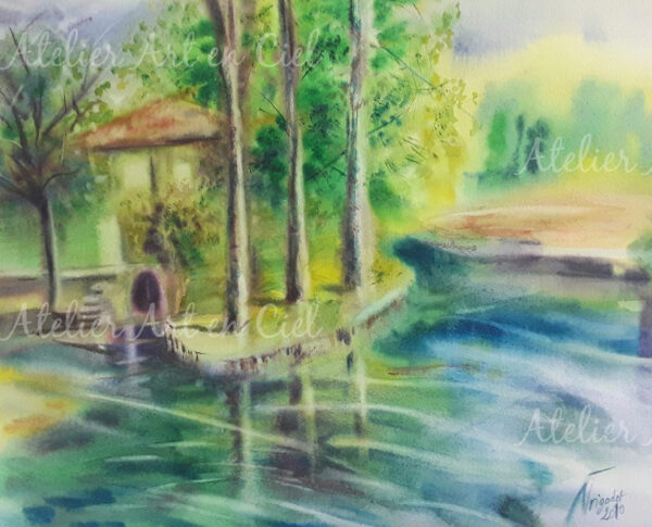 Marais Poitevin - aquarelle - Nathalie Trigodet - Artiste peintre La Rochelle