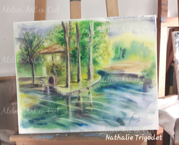 Marais Poitevin - aquarelle - Nathalie Trigodet - Artiste peintre La Rochelle