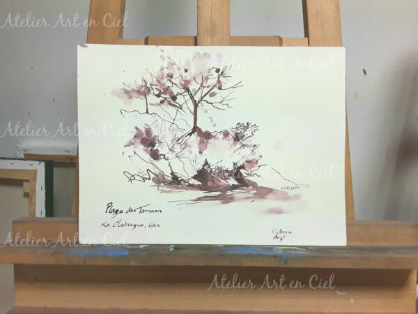 Plage des tamaris sepia - Aquarelle - Nathalie Trigodet - Artiste peintre La Rochelle