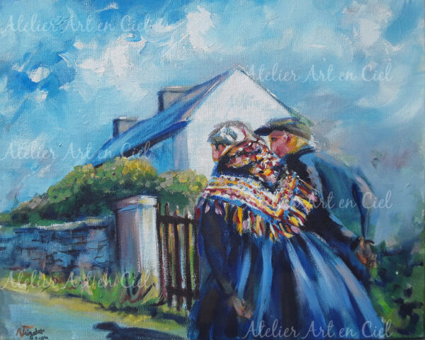 Vieux couple irlandais - acrylique - Nathalie Trigodet - Artiste peintre La Rochelle