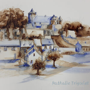 Village café outremer - Aquarelle - Nathalie Trigodet - Artiste peintre La Rochelle