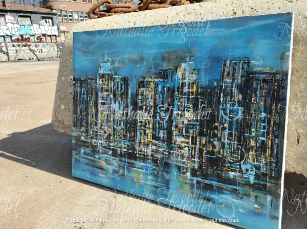 Buildings bleus- Nathalie Trigodet, artiste peintre à La Rochelle