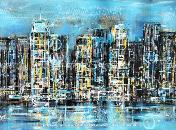 Buildings bleus - Nathalie Trigodet, artiste peintre à La Rochelle