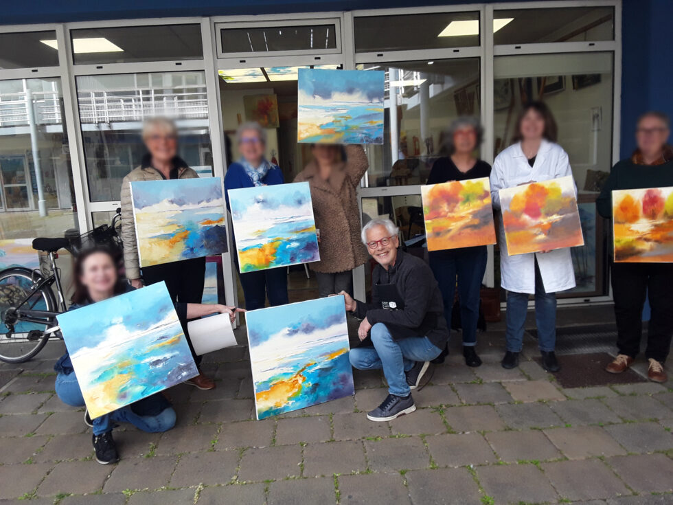 Stage "figuration libre" au couteau , en huile sur toile avec Gérard Mursic, chez Nathalie Trigodet, Artiste Peintre La Rochelle