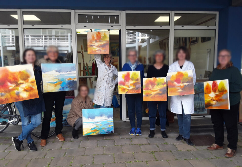 Stage "figuration libre" au couteau , en huile sur toile avec Gérard Mursic, chez Nathalie Trigodet, Artiste Peintre La Rochelle