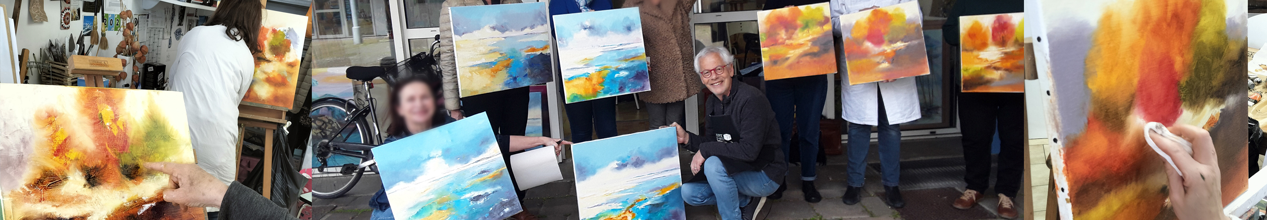 Stage "figuration libre" au couteau , en huile sur toile avec Gérard Mursic, chez Nathalie Trigodet, Artiste Peintre La Rochelle